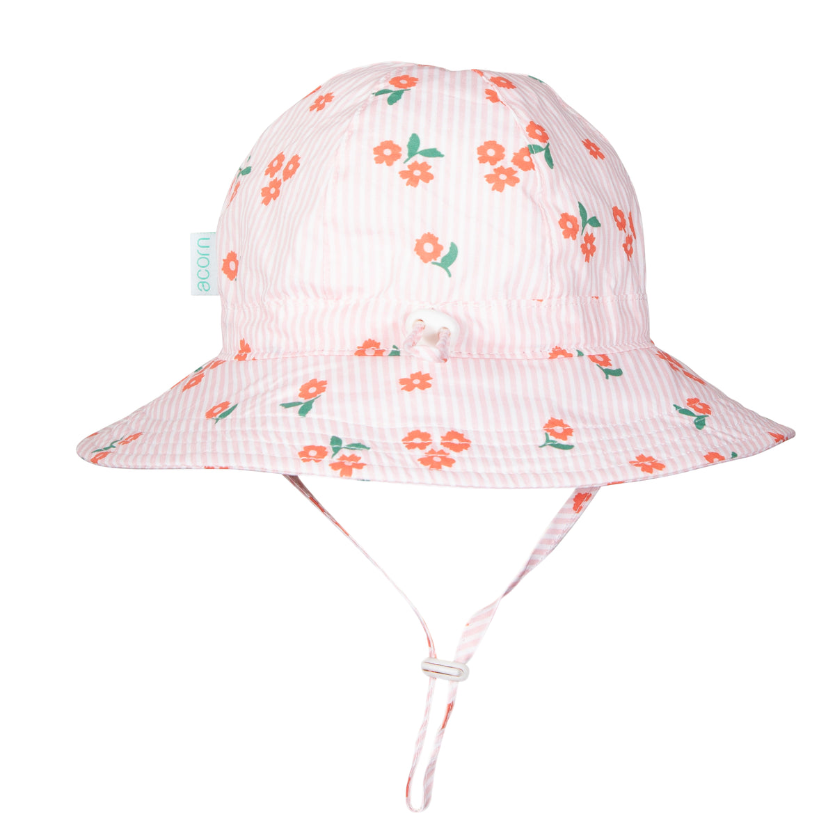 Acorn - Striped Posy Wide Brim Sunhat Pink