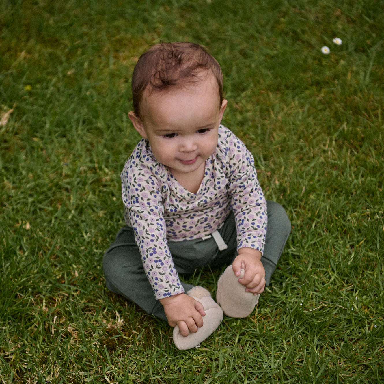 Nature Baby - Merino Long sleeve Bodysuit - Briarwood Print