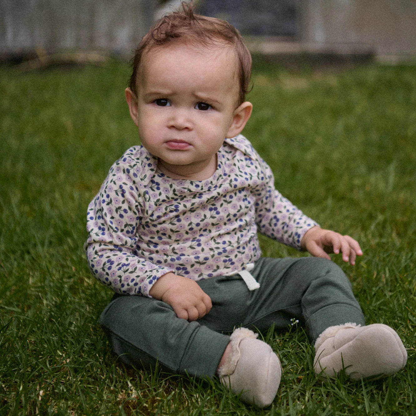 Nature Baby - Merino Long sleeve Bodysuit - Briarwood Print