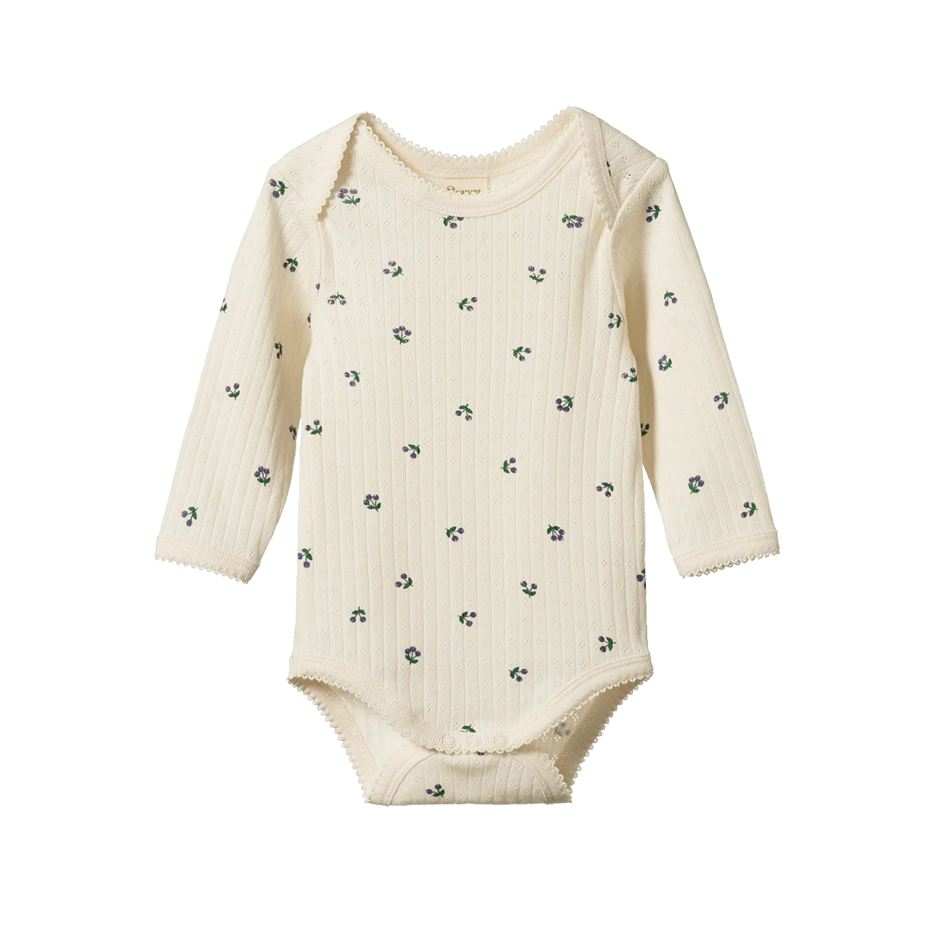 Nature Baby - Pointelle Long Sleeve Bodysuit - Winter Berry Print