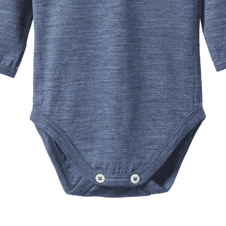 Nature Baby - Merino Long Sleeve Bodysuit - Vintage Indigo Marl