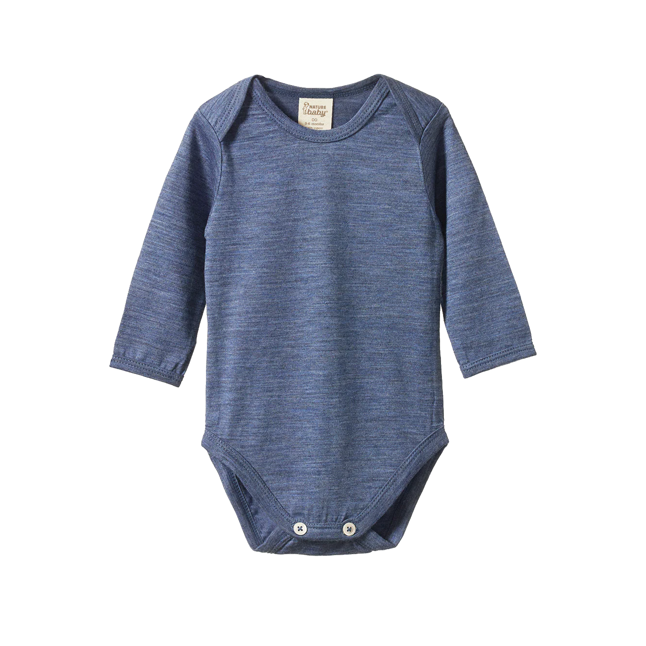 Nature Baby - Merino Long Sleeve Bodysuit - Vintage Indigo Marl