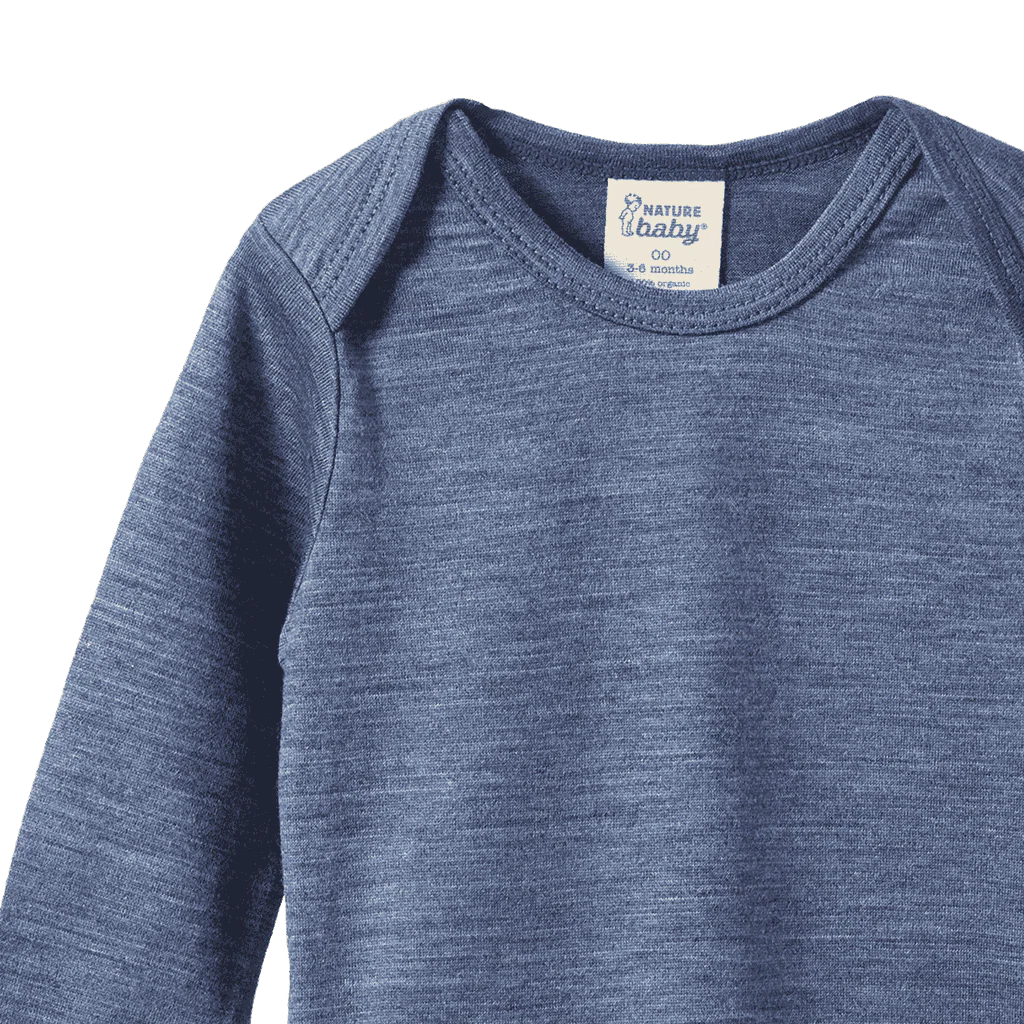 Nature Baby - Merino Long Sleeve Bodysuit - Vintage Indigo Marl