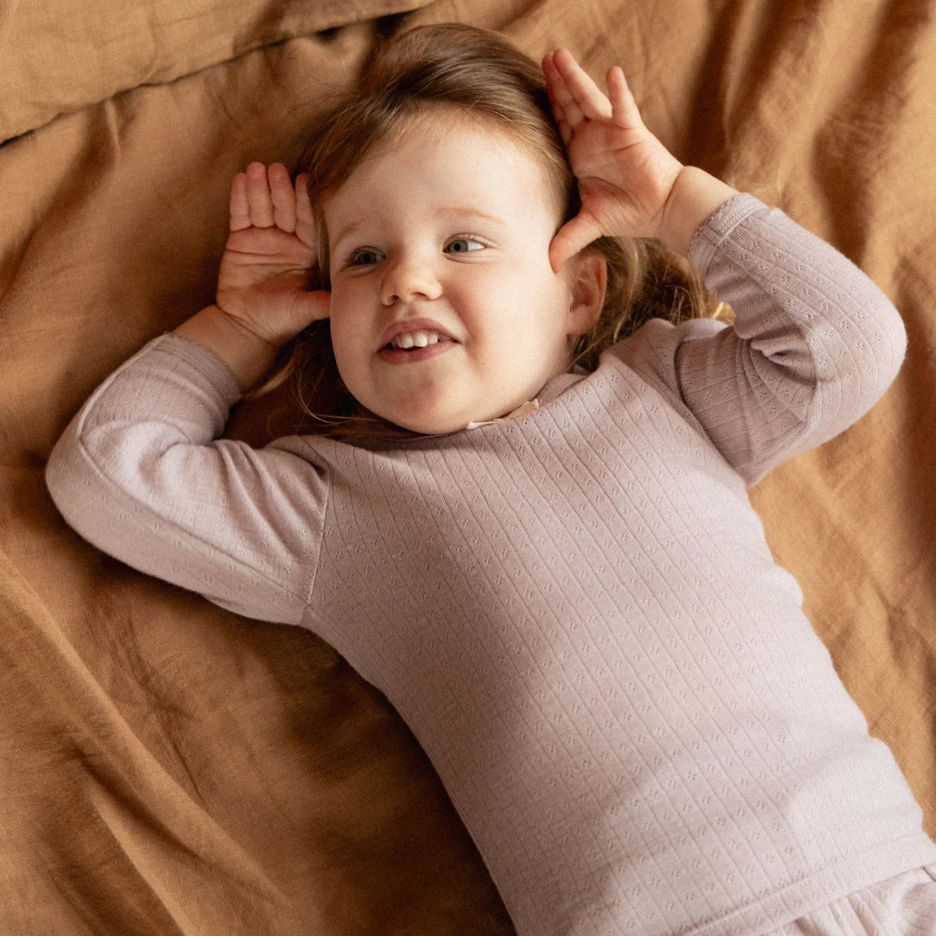 Nature Baby - Merino Pointelle Long Sleeve Cloud Tee - Lilac