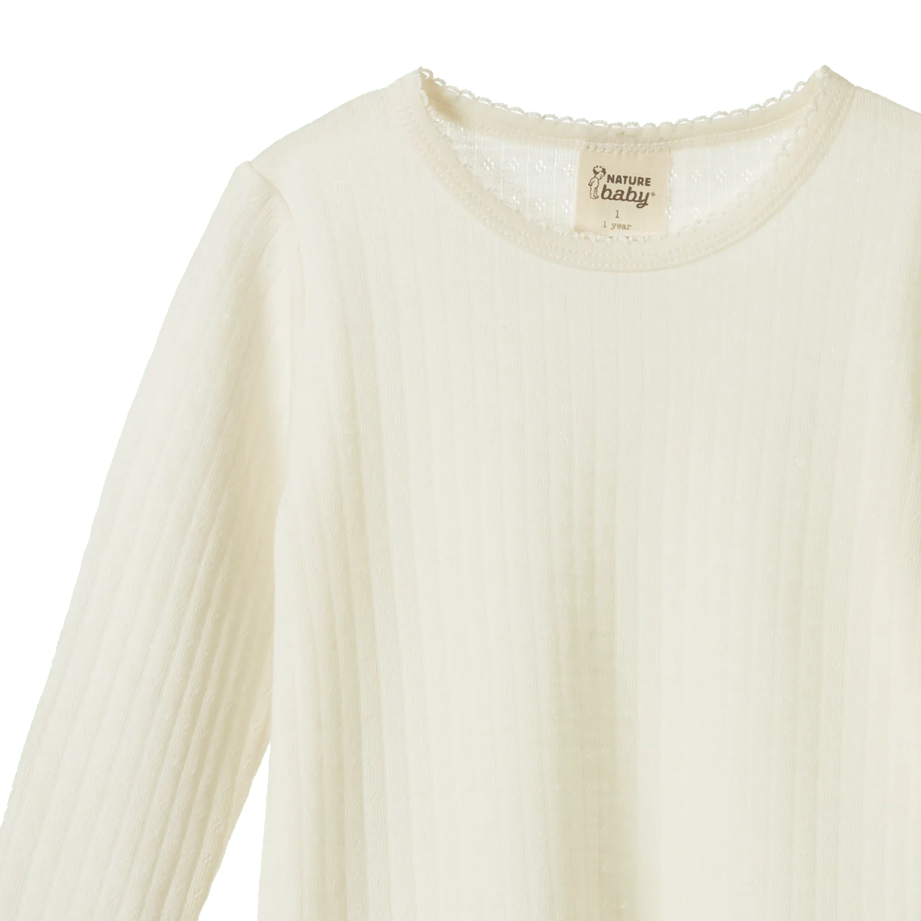 Nature Baby - Merino Pointelle Long Sleeve Cloud Tee - Natural