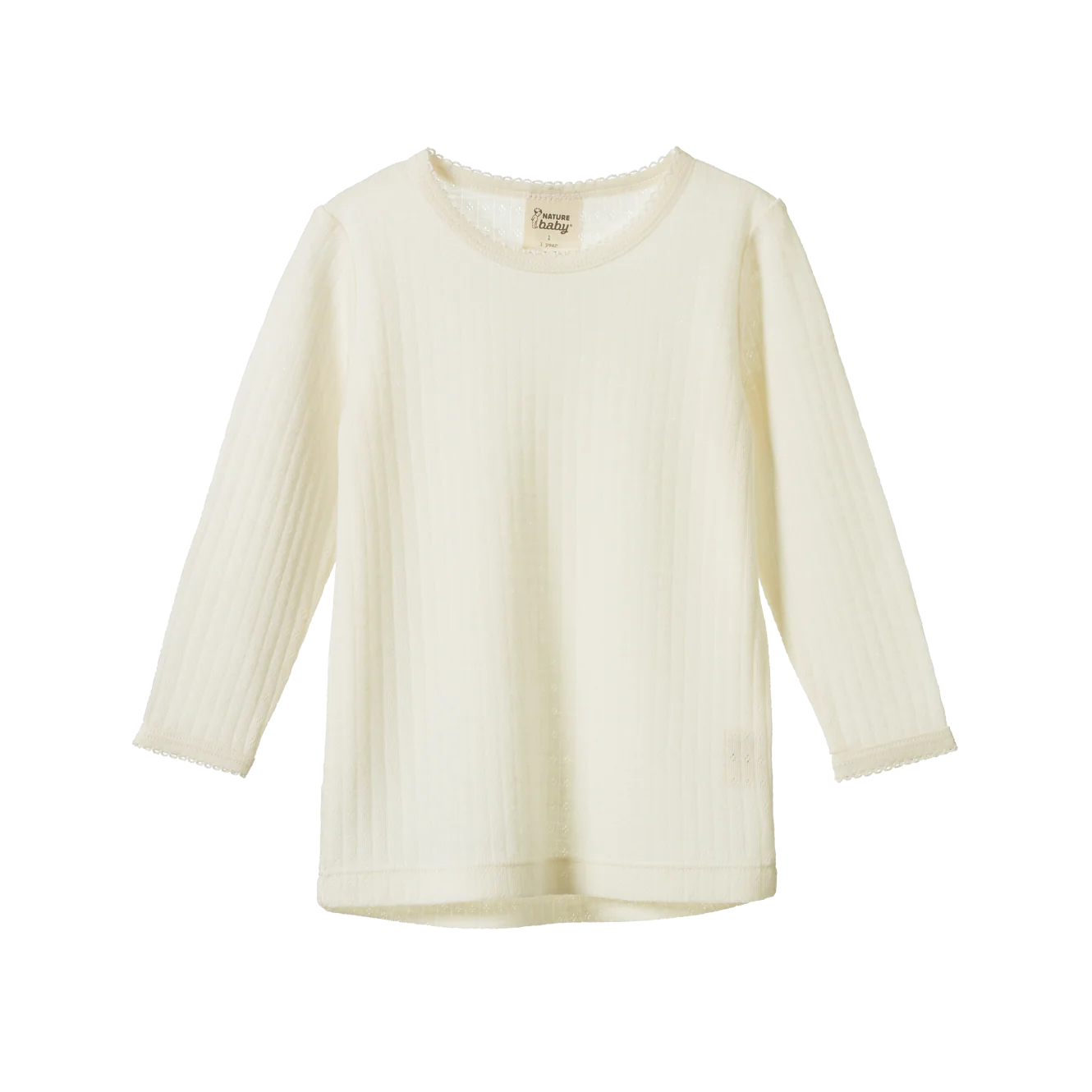 Nature Baby - Merino Pointelle Long Sleeve Cloud Tee - Natural