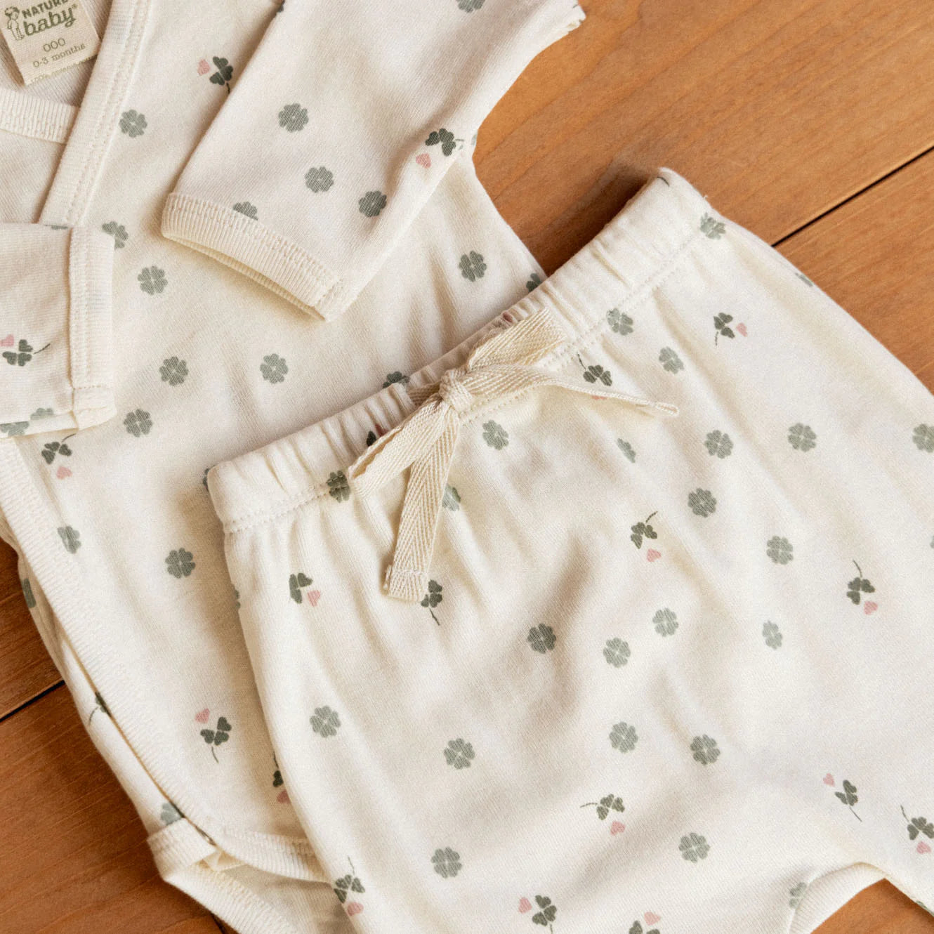 Nature Baby - Long Sleeve Kimono Bodysuit - Lucky Print