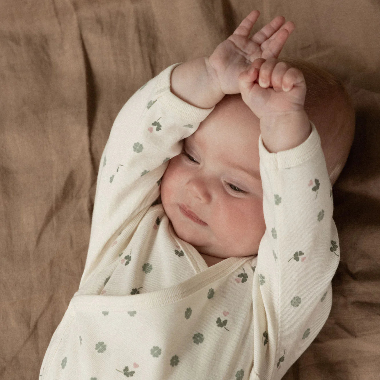 Nature Baby - Long Sleeve Kimono Bodysuit - Lucky Print