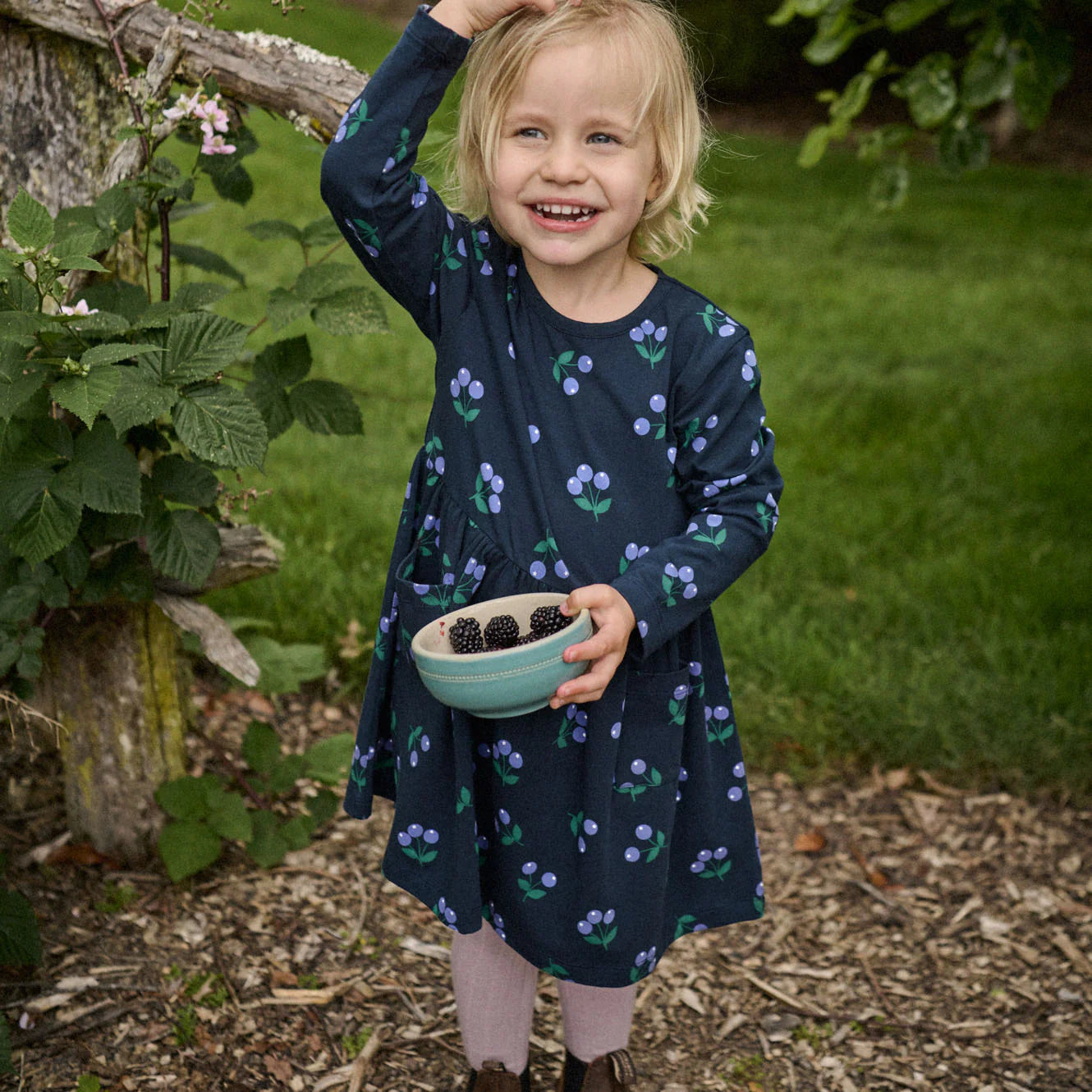 Nature Baby - Twirl Dress - Winter Berry Navy Print