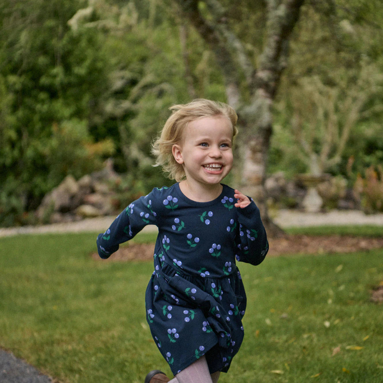 Nature Baby - Twirl Dress - Winter Berry Navy Print