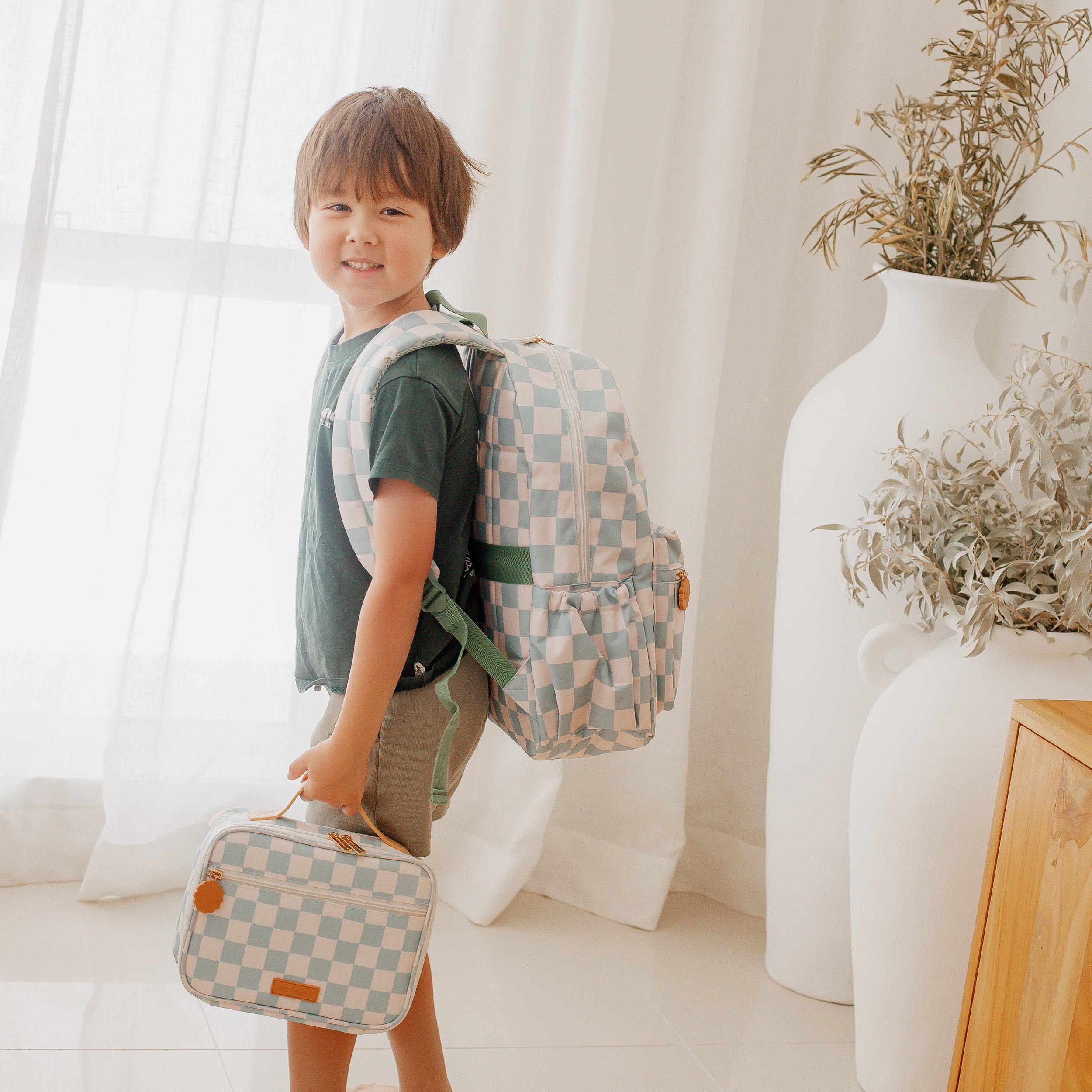 Fox & Fallow - Sage Check MINI Lunch Bag