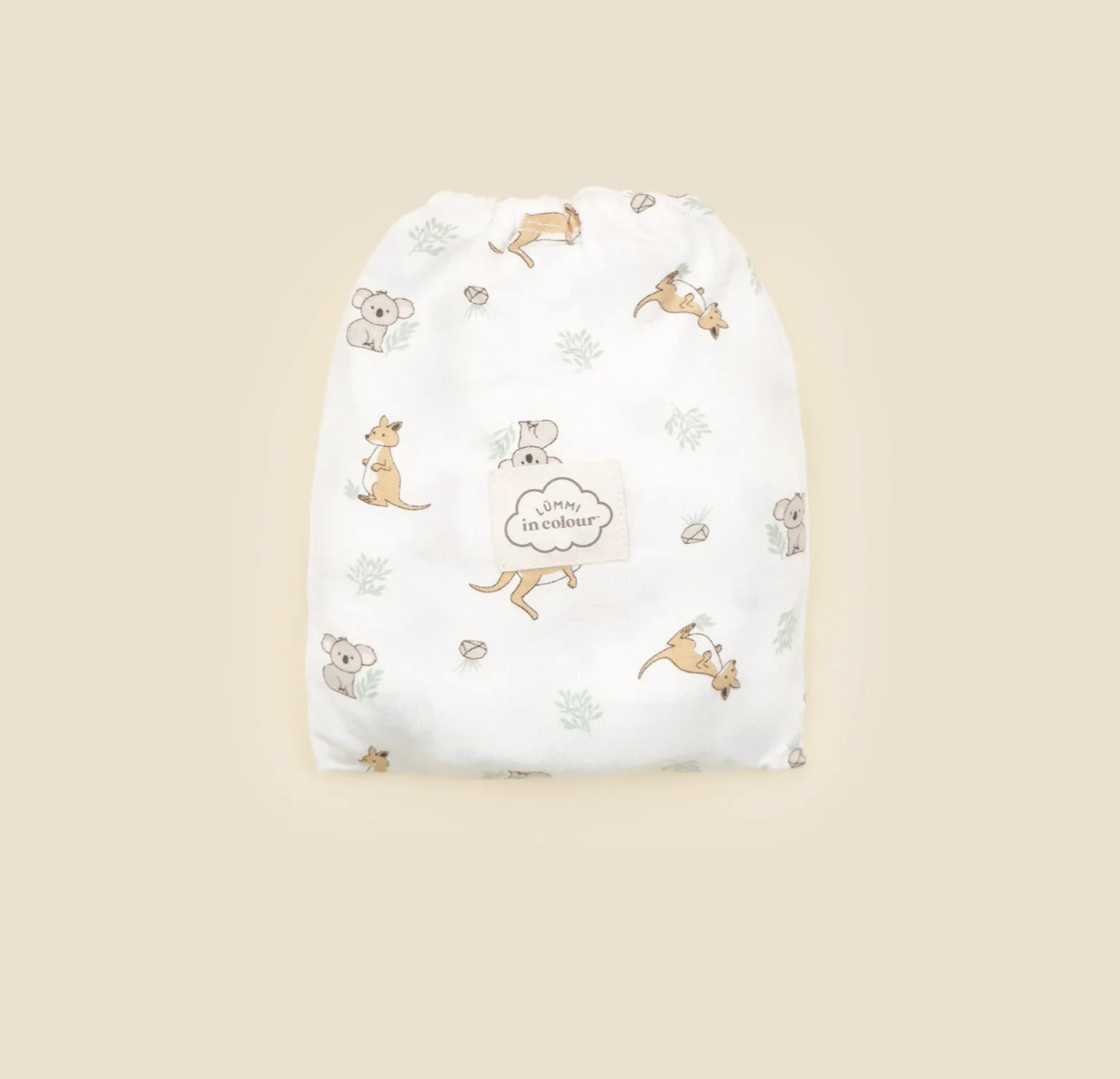 Lummi in Colour - Bamboo Bassinet Sheet - Kangaroo & Koala