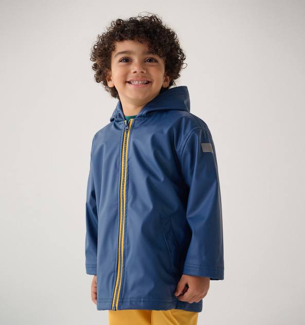 Hatley Navy Yellow Zip Up Splash Jacket Fox in Sox Kids