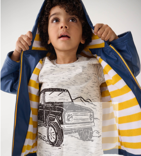Hatley - Navy & Yellow Zip Up Splash Jacket