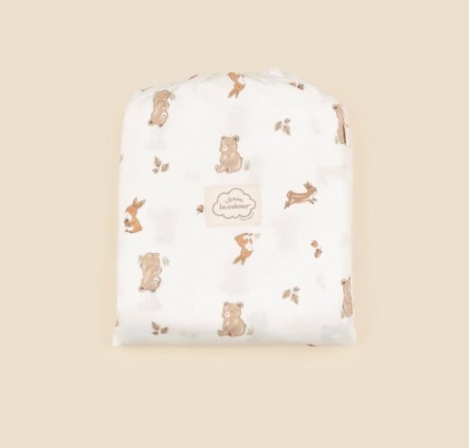 Lummi in Colour - Bamboo Cot Sheet - Kangaroo & Koala
