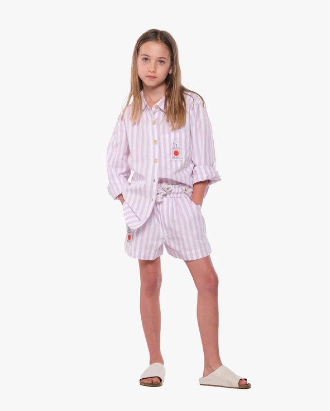 The Girl Club - Cotton Oversize Shirt - Pink Stripe