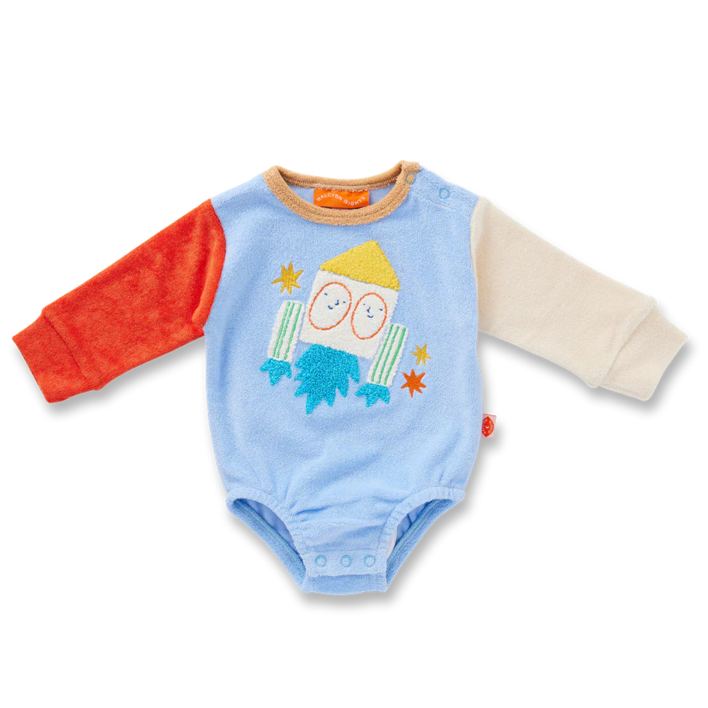 Halcyon Nights - Space Blue Terry Long Sleeve Bodysuit
