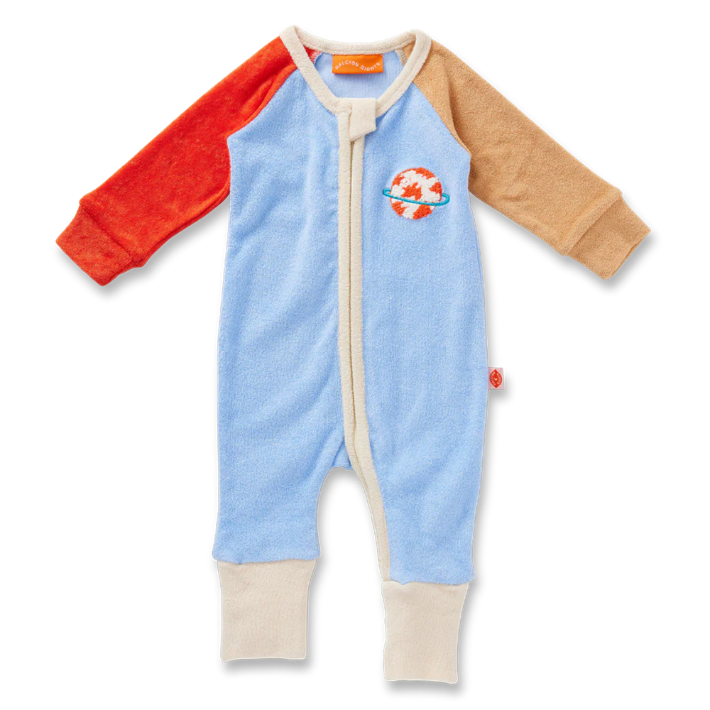 Halcyon Nights - Space Blue Terry Long Sleeve Romper