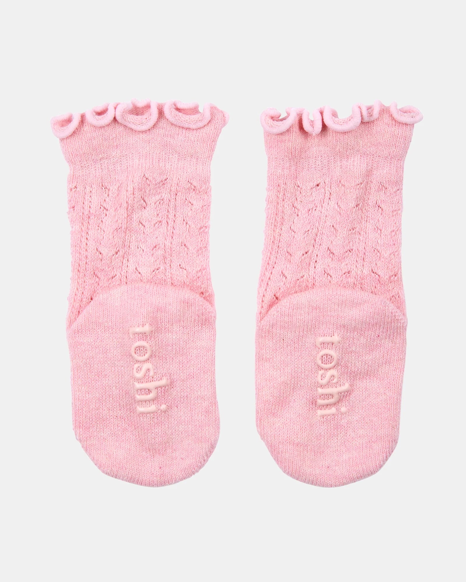 Toshi - Organic Socks Frilly  Knee High - Misty Rose