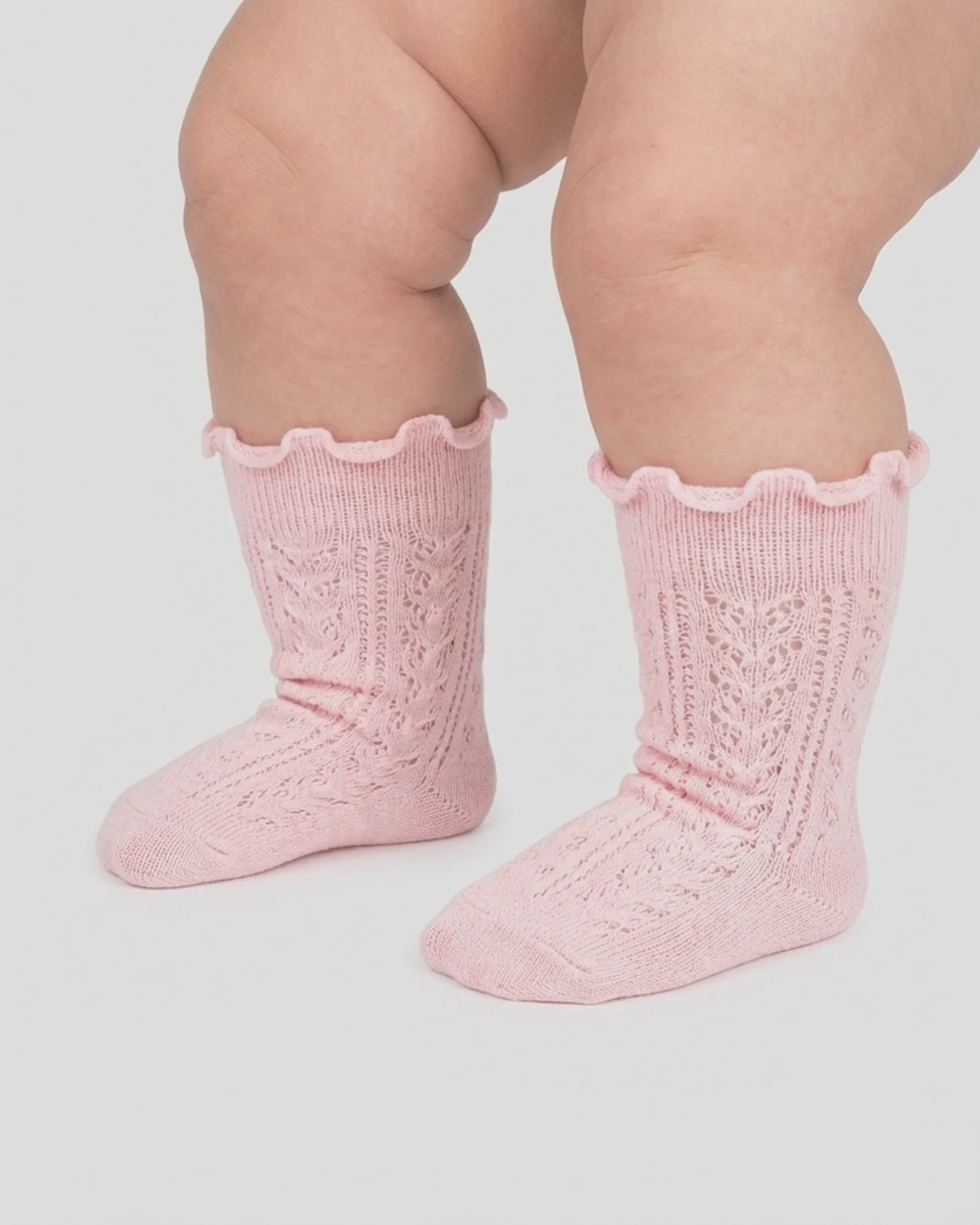 Toshi - Organic Socks Frilly  Knee High - Misty Rose