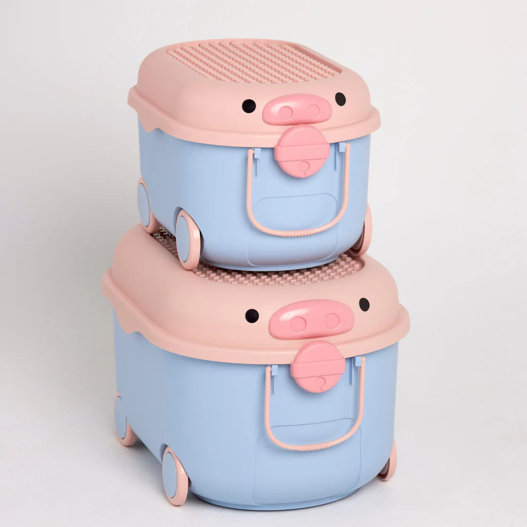 Cowrie & Conch - Ride A Long - Blue & Pink Pig