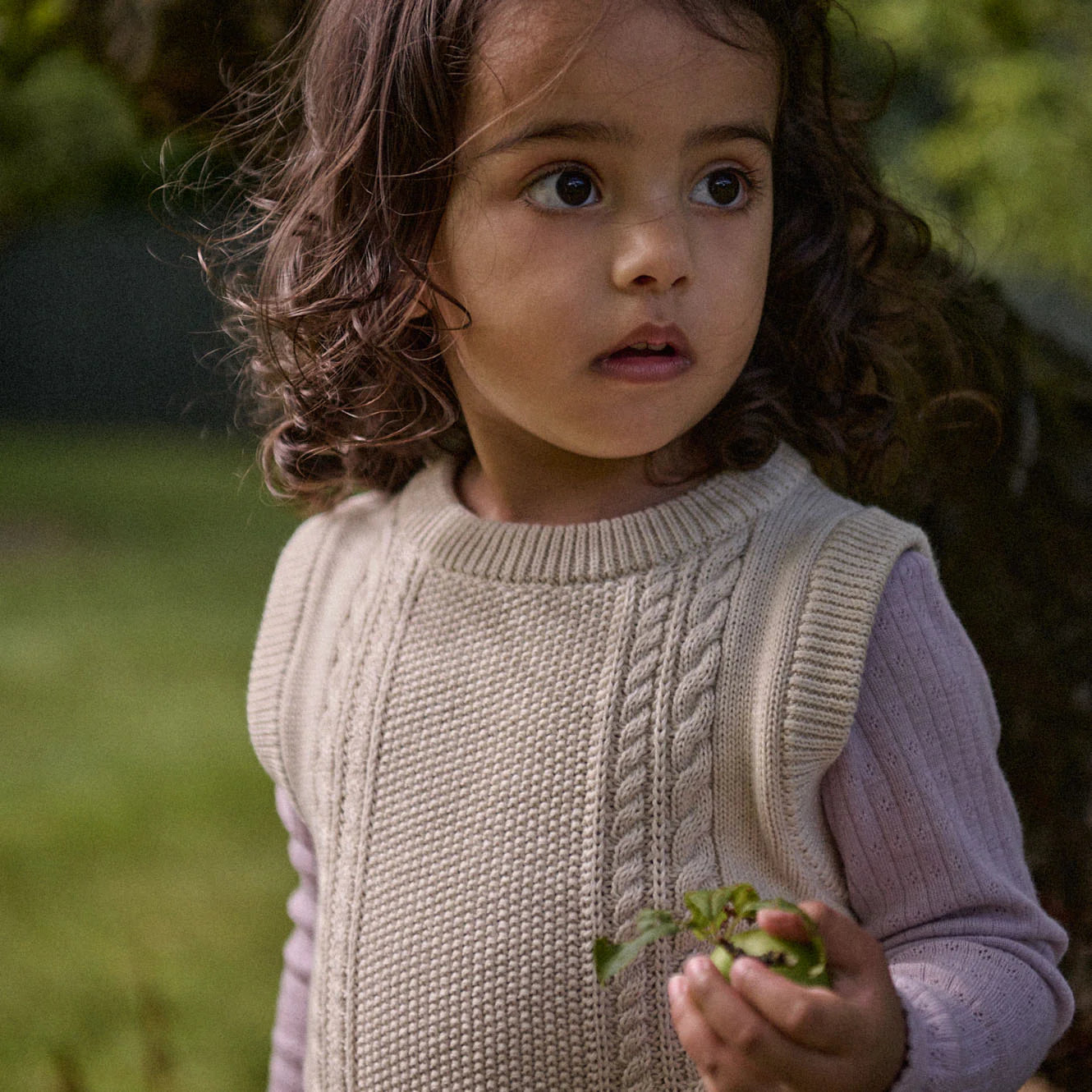 Nature Baby - Walter Vest - Oatmeal Marl Cable Knit