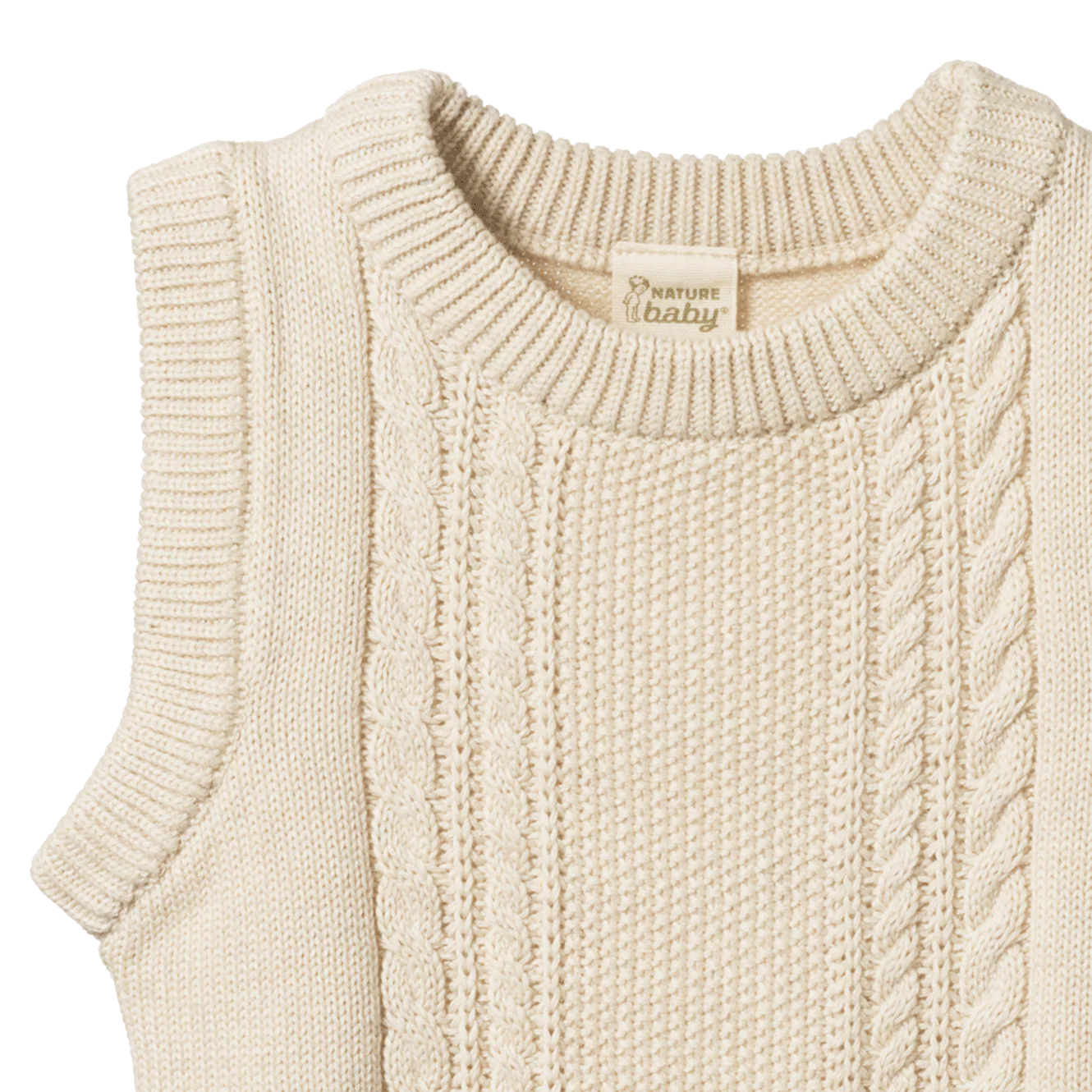 Nature Baby - Walter Vest - Oatmeal Marl Cable Knit