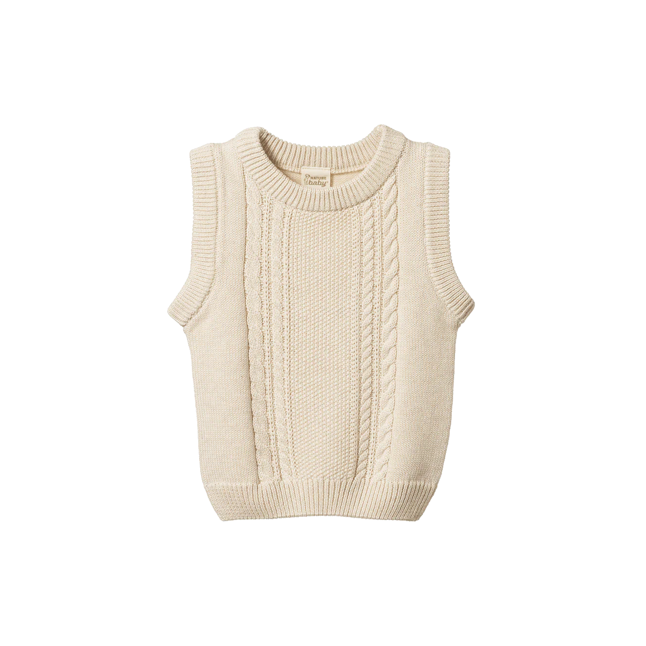 Nature Baby - Walter Vest - Oatmeal Marl Cable Knit