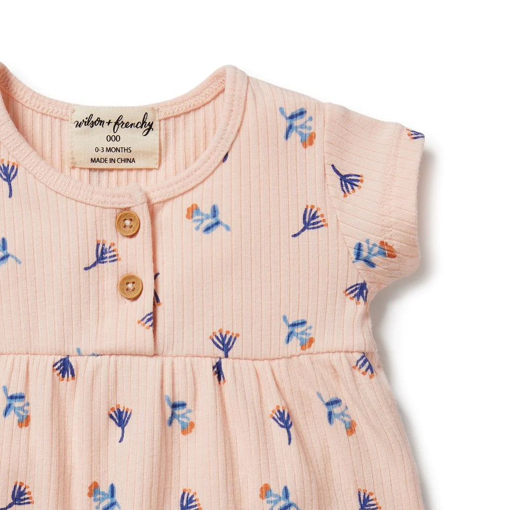 Wilson & Frenchy - Little Flower Organic Rib Playsuit