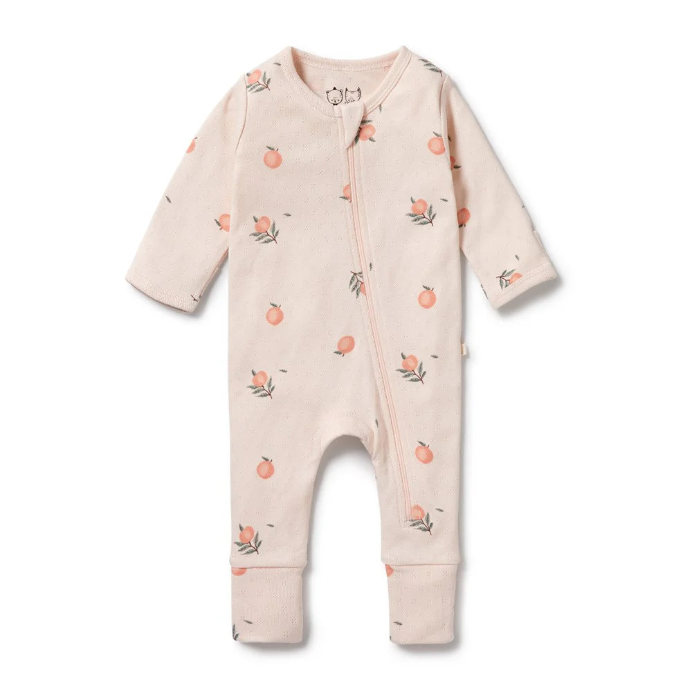 Wilson & Frenchy - Peaches Organic Pointelle Zipsuit with Feet