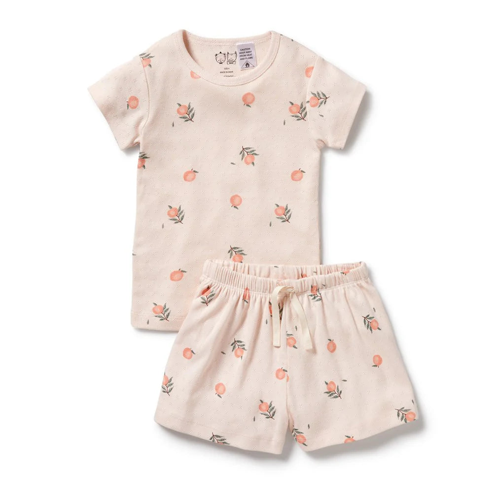 Wilson & Frenchy - Peaches Organic Pointelle Short Sleeved Pyjamas