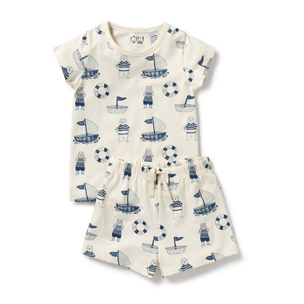 Wilson & Frenchy - Nautical Bear Organic Short Sleeved Pyjamas