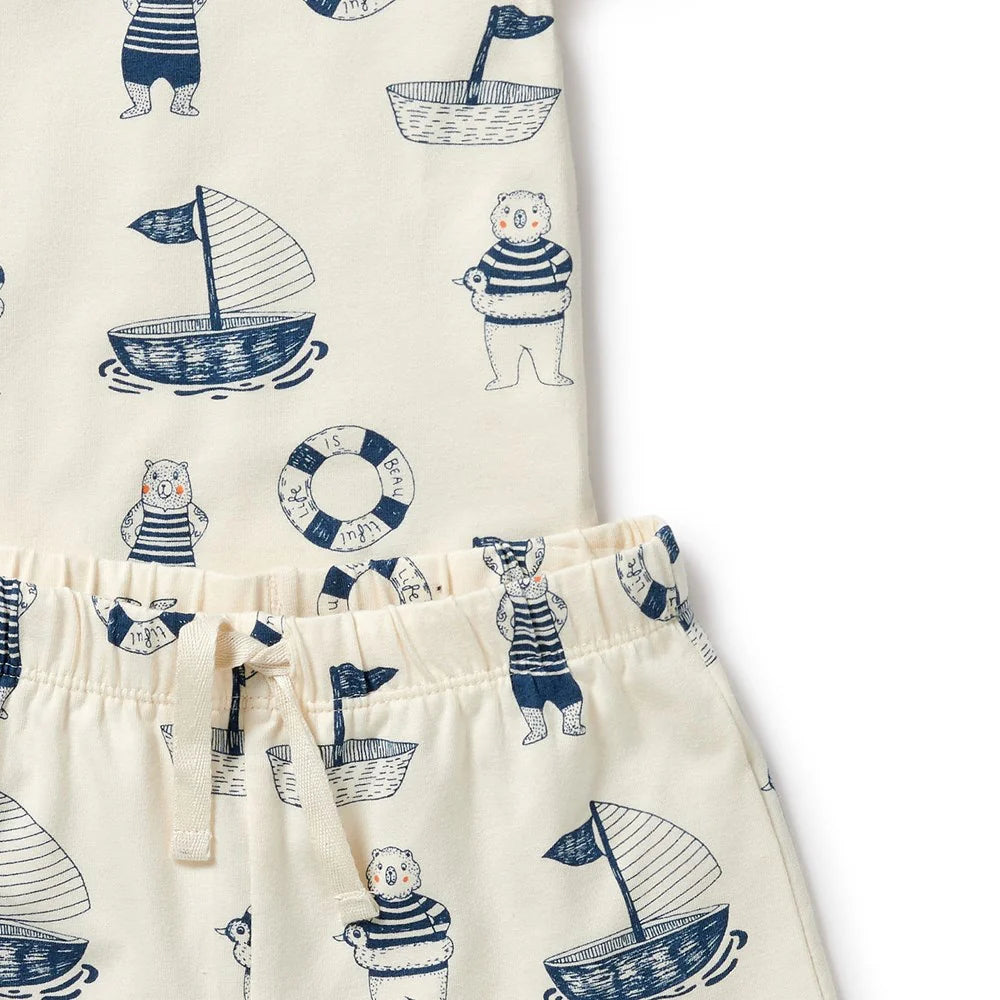 Wilson & Frenchy - Nautical Bear Organic Short Sleeved Pyjamas