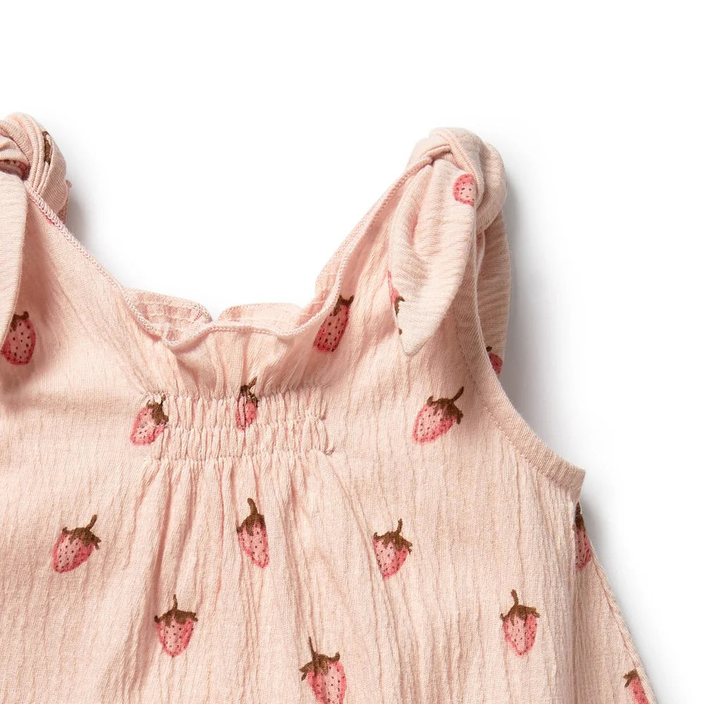 Wilson & Frenchy - Strawberry Kisses Organic Tie Playsuit