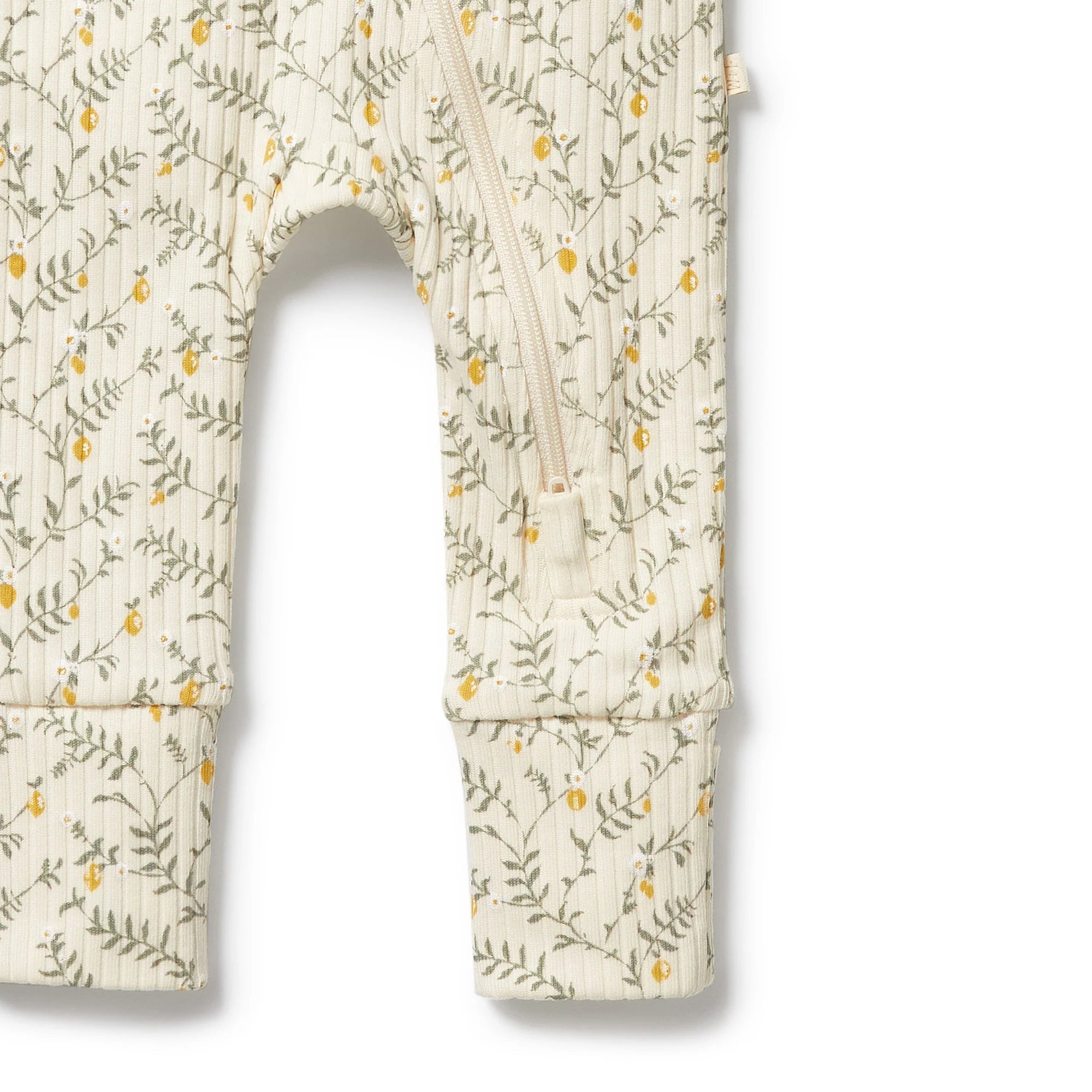 Wilson & Frenchy - Lemon Leaf Organic Zipsuit with Feet