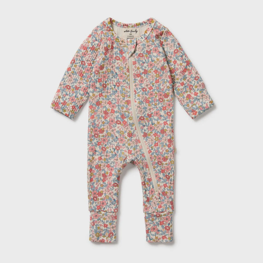 Wilson & Frenchy - Summer Bloom Organic Zipsuit with Feet