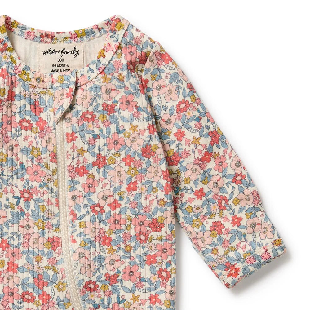 Wilson & Frenchy - Summer Bloom Organic Zipsuit with Feet