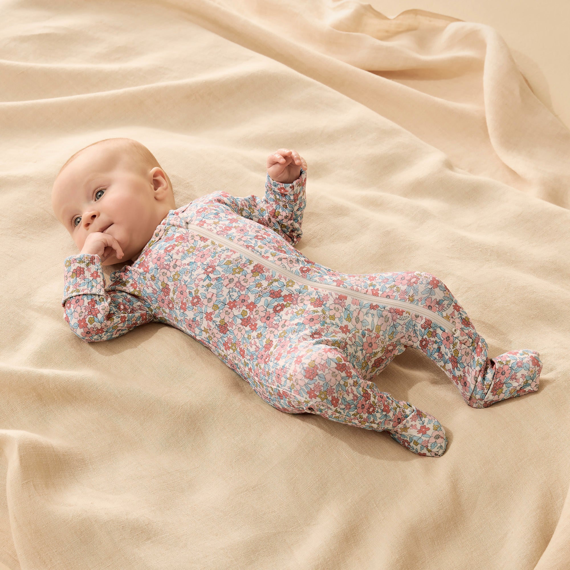 Wilson & Frenchy - Summer Bloom Organic Zipsuit with Feet