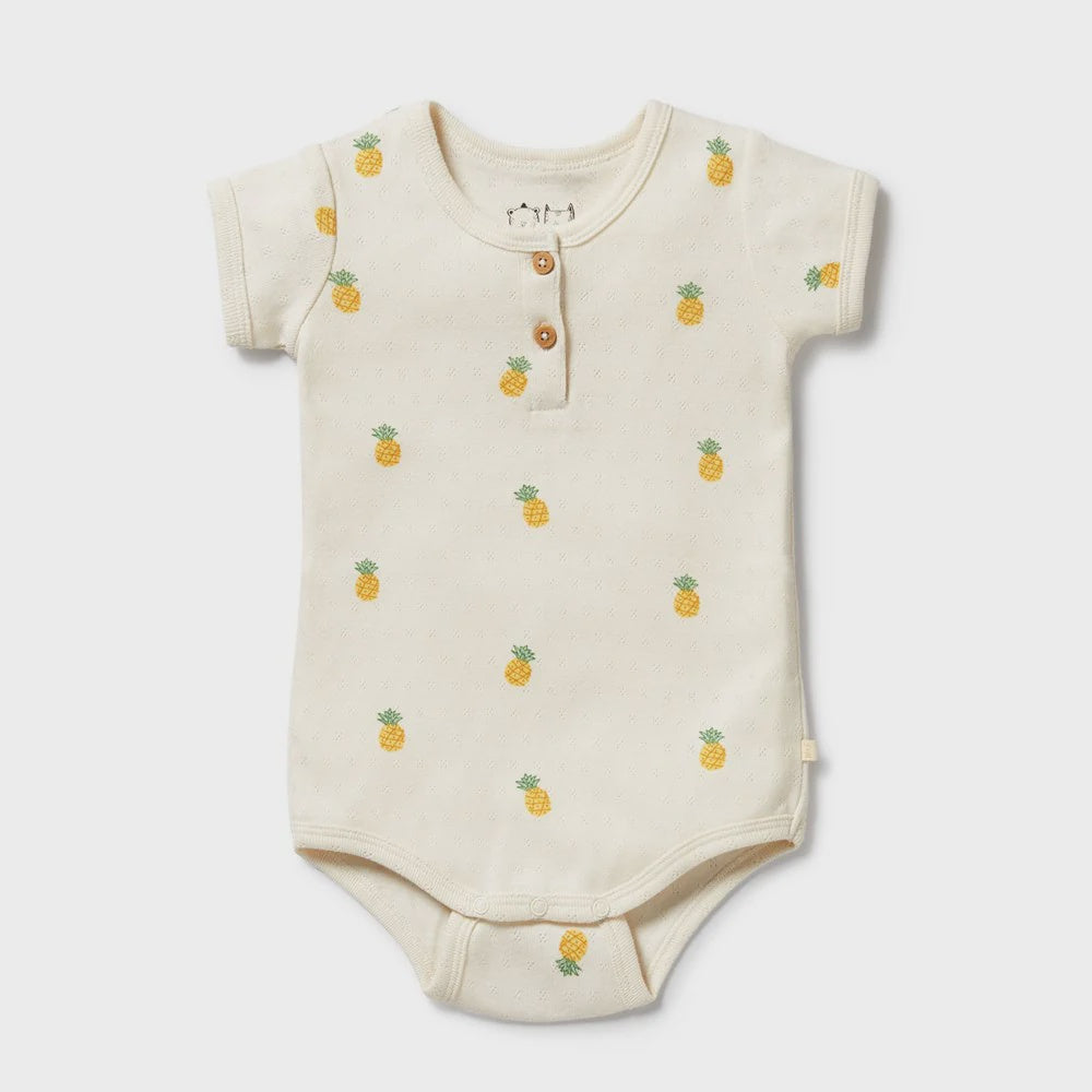 Wilson & Frenchy - Piney Pals Organic Pointelle Henley Bodysuit