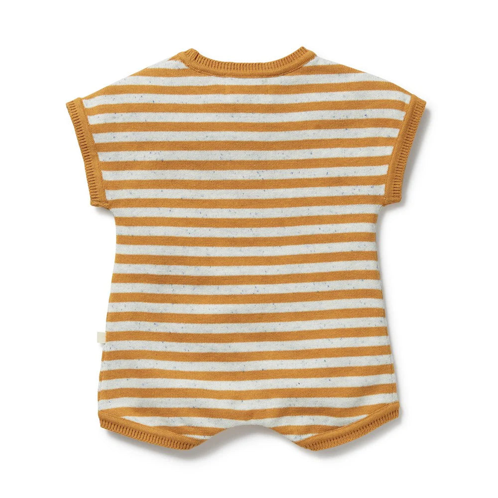 Wilson & Frenchy - Golden Wave Stripe Organic Knitted Growsuit