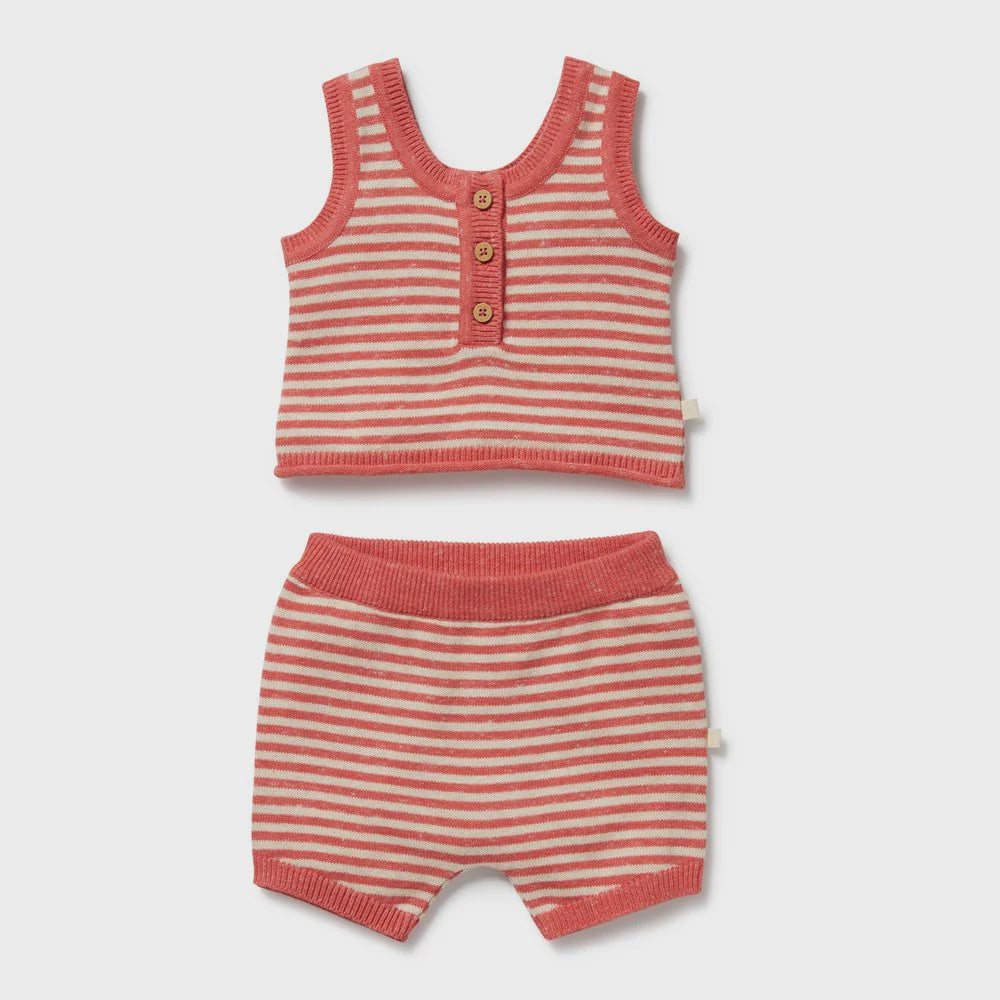 Wilson & Frenchy - Strawberry Swirl Organic Knitted Stripe Set
