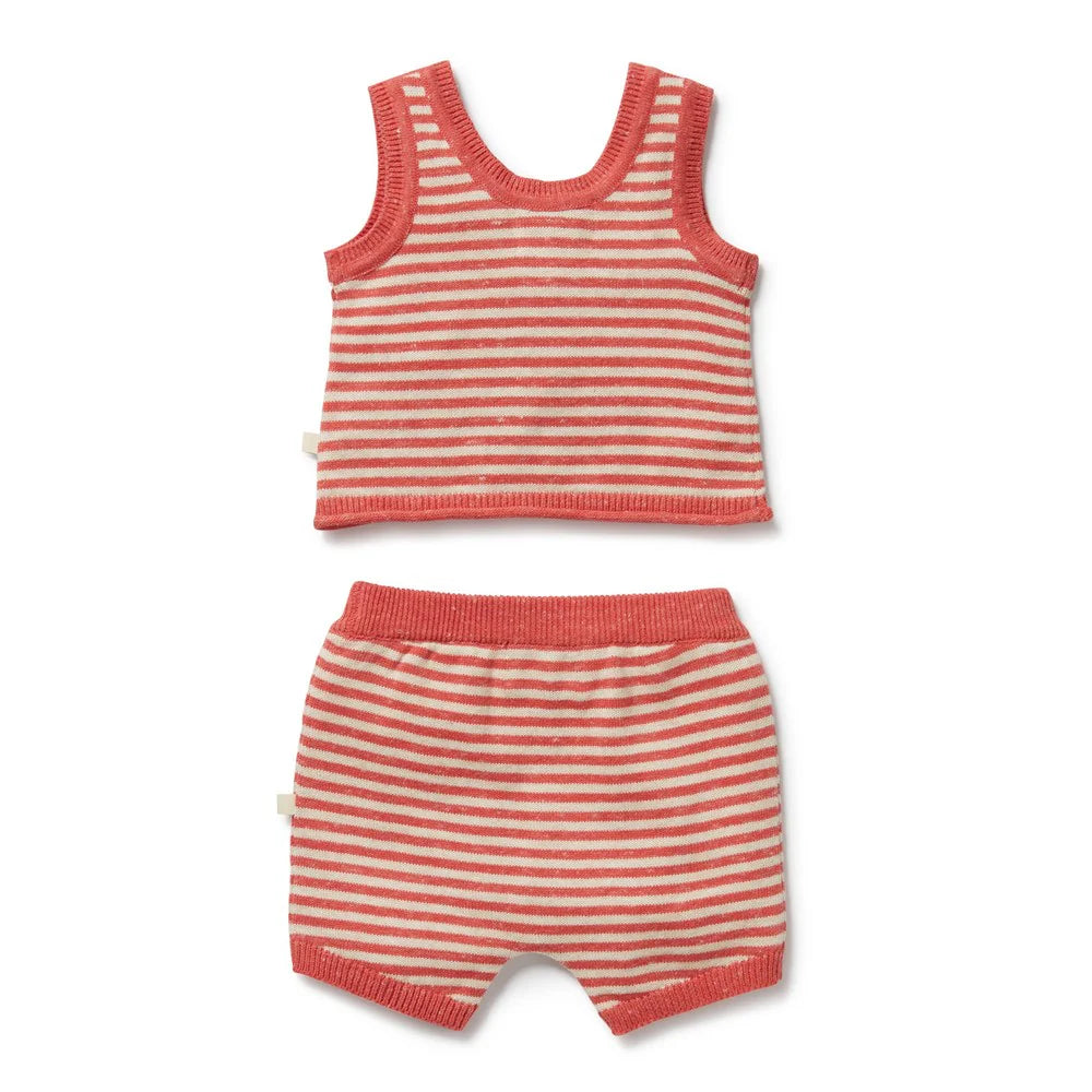 Wilson & Frenchy - Strawberry Swirl Organic Knitted Stripe Set