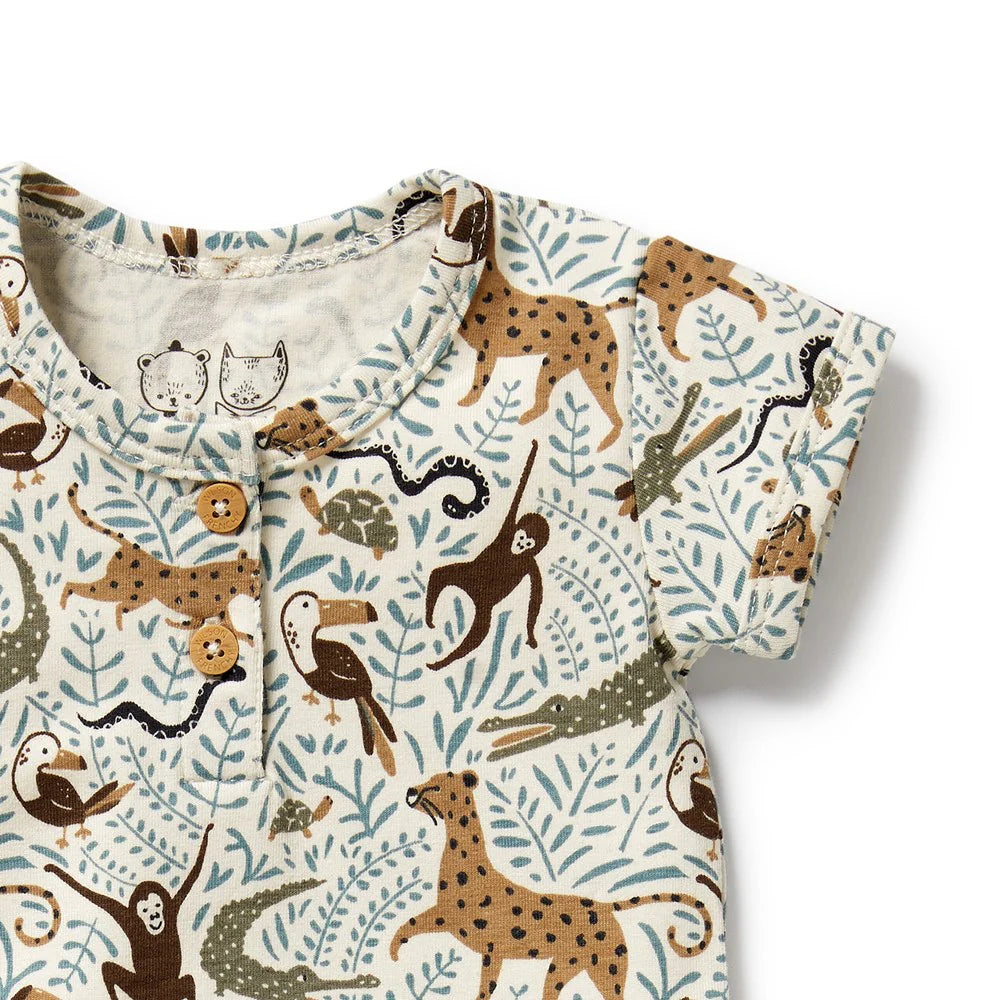 Wilson & Frenchy - Mini Jungle Organic Henley Bodysuit