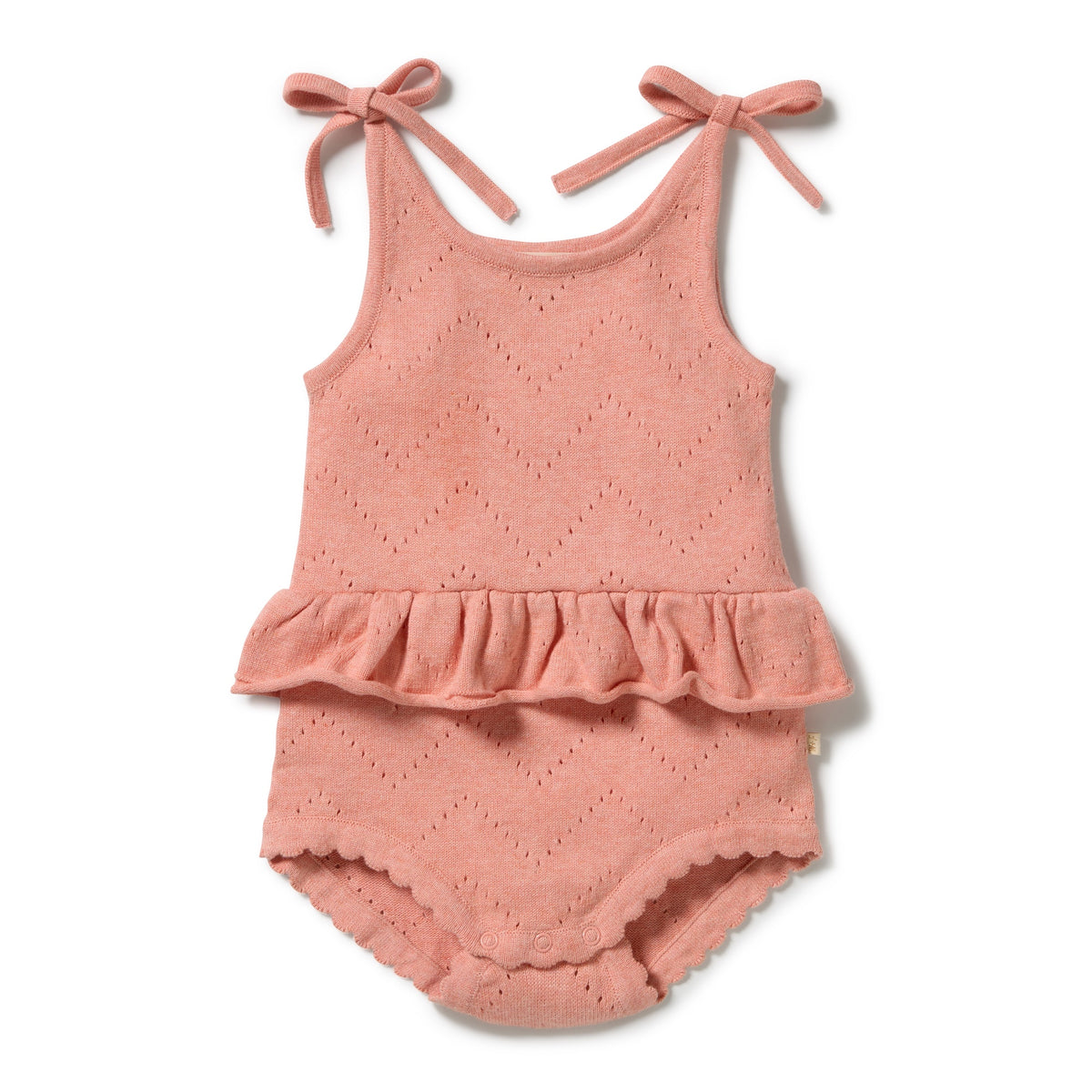 Wilson & Frenchy - Petal Pink Organic Knitted Pointelle Playsuit
