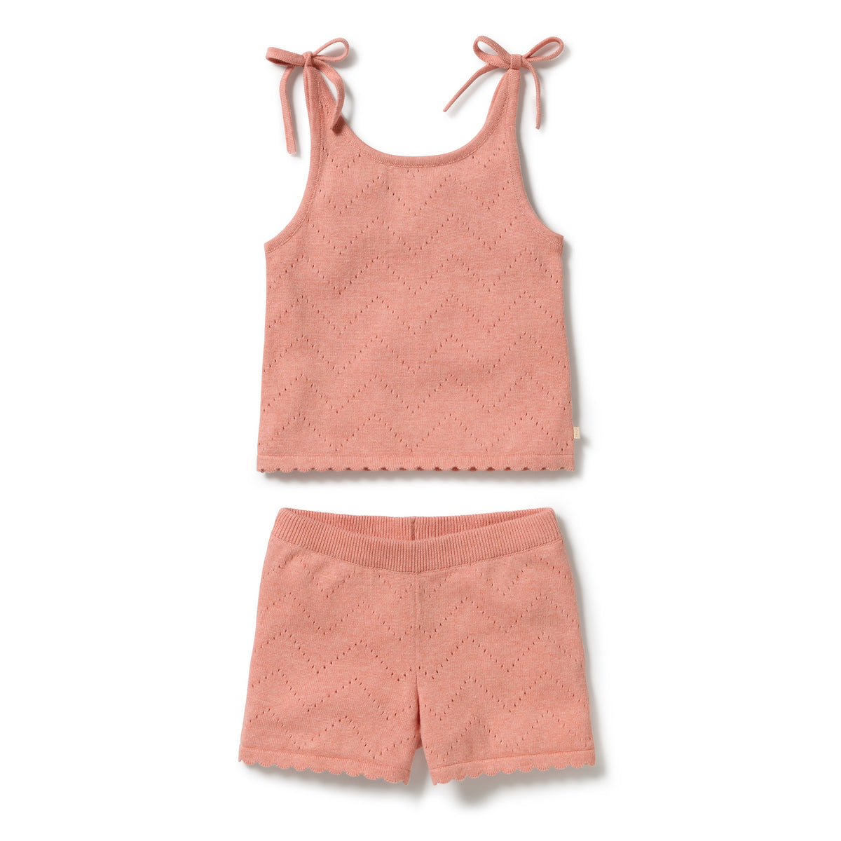 Wilson & Frenchy - Petal Pink Organic Knitted Pointelle Set