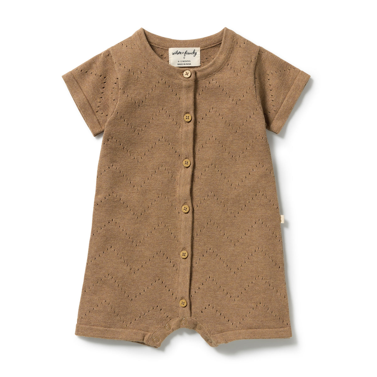 Wilson & Frenchy - Ginger Snap Organic Knitted Pointelle Growsuit