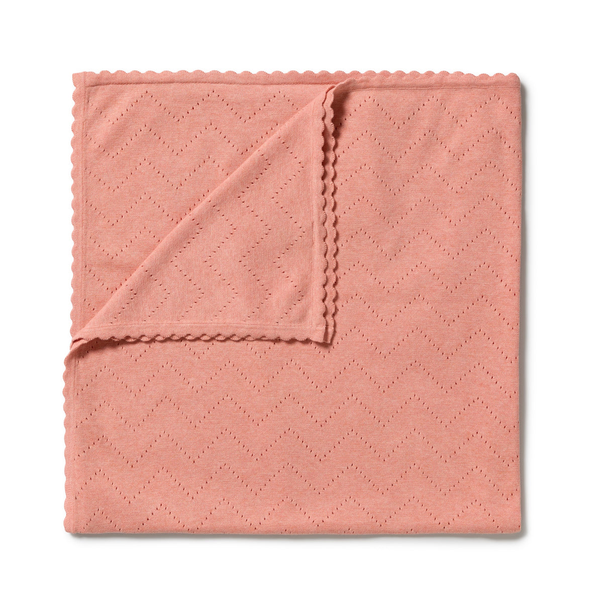 Wilson & Frenchy - Petal Pink Organic Knitted Pointelle Blanket