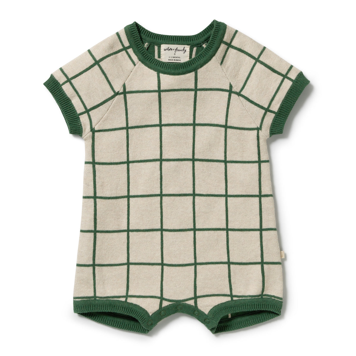 Wilson & Frenchy - Lagoon Organic Knitted Check Growsuit