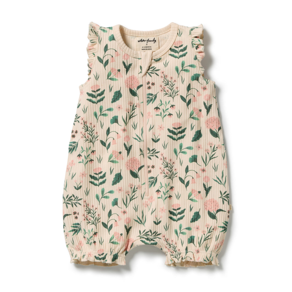 Wilson & Frenchy - Sweet Bloom Organic Ruffle Zipsuit