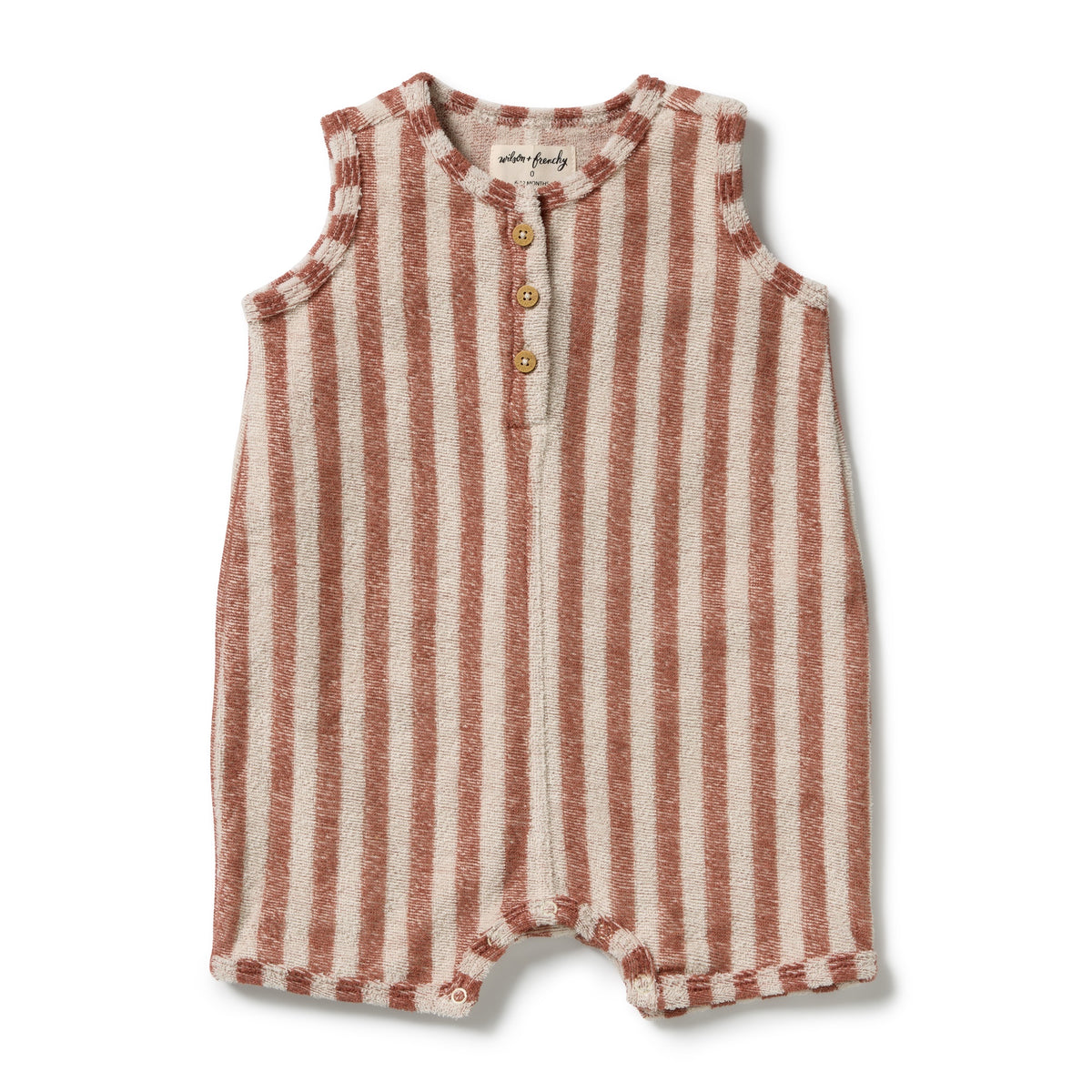 Wilson & Frenchy - Cherry Cola Stripe Organic Terry Growsuit